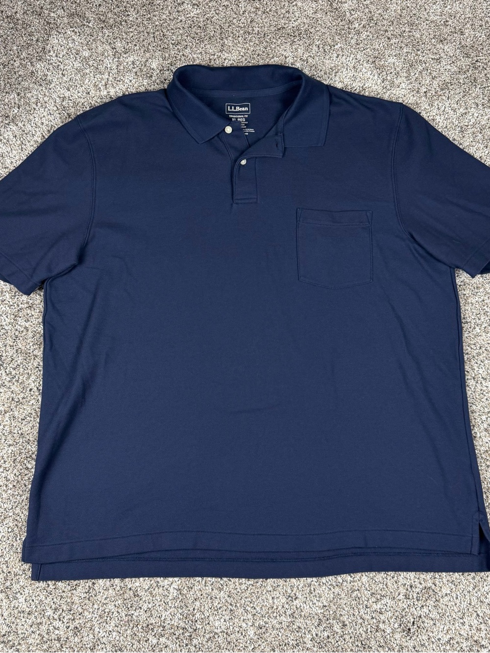 L.L. Bean Men's Navy Polo with Chest Pocket